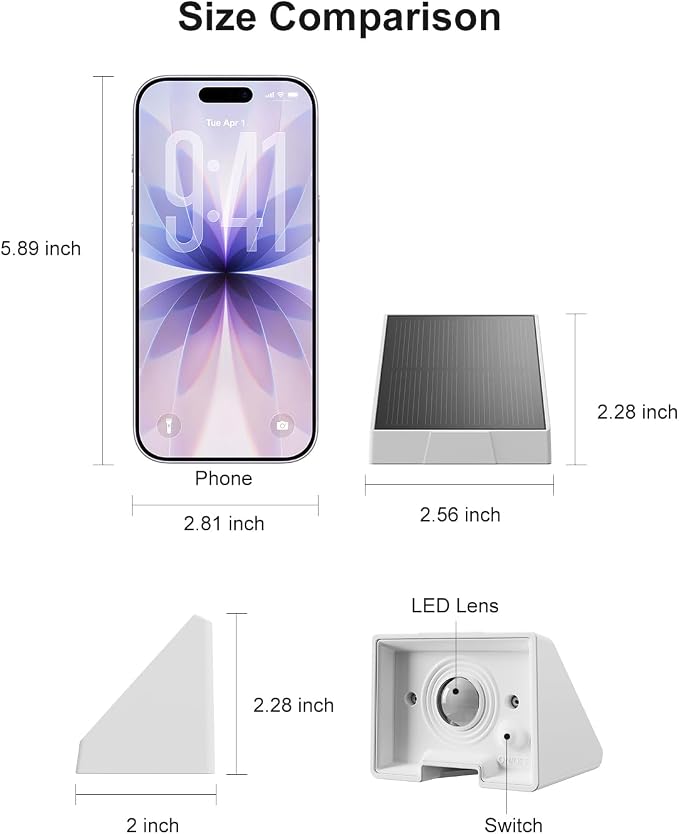 12 Pack Color Changing Solar Powered Fence Lights Outdoor Landscape LED Waterproof Yard Lighting for Outside Wall, Deck, House Patio, Railing, Porch, Step, 8 Colores, Easy Installation ( White Shell )