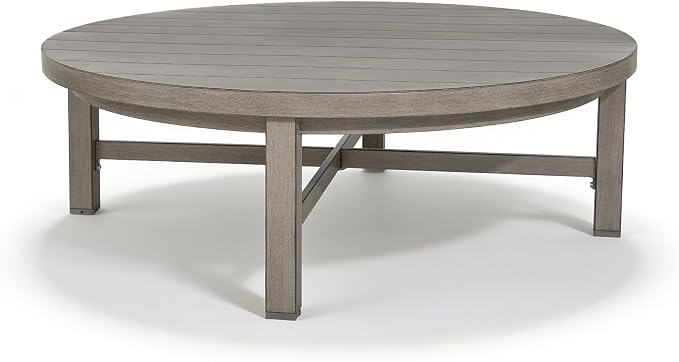 Ulax furniture 45-Inch Round Patio Coffee Table, Durable Aluminum Outdoor Side Table