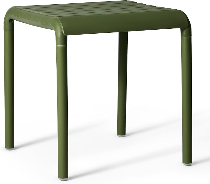 WestinTrends Playa Plastic Modern Outdoor Patio Accent Side Tables (Set of 2), Olive Green