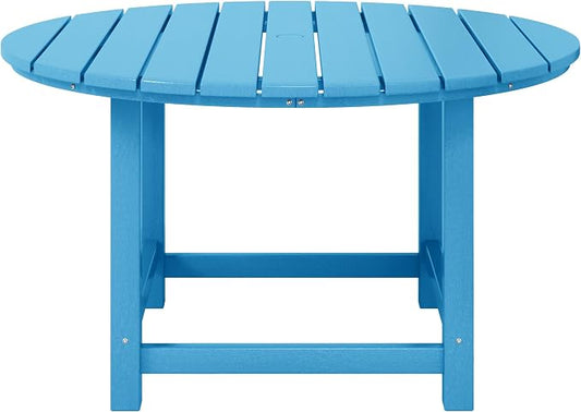 WestinTrends Malibu Kids Outdoor Patio Furniture HDPE 38" Wide Round Dining Table, Pacific Blue