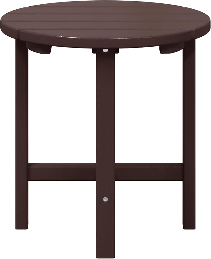 WestinTrends Dylan Adirondack Round Outdoor Side Table, Dark Brown