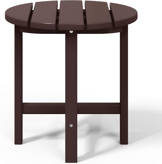 WestinTrends Dylan Adirondack Round Outdoor Side Table, Dark Brown