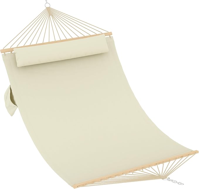 Garvee Double Quilted Hammock – 450 lbs, Hardwood Bars, Pillow Included | Soft yet durable quilted fabric – resists wear and retains shape.