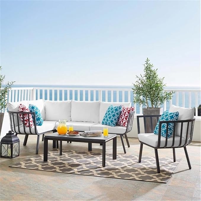 Casafoyer Riverside 6-Piece Outdoor Patio Aluminum Set in Gray/White