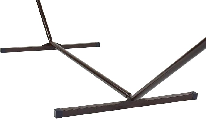 Island Escape Rope Hammock and Stand Set (Mocha Stand and Dark Blue Hammock)