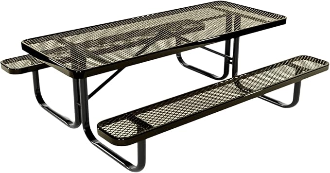 COATEDOUTDOORFURNITURE Heavy-Duty Portable Outdoor Kids Table, Expanded Metal Kids Picnic Table, Commercial-Grade Picnic Table, Made in America (6ft Rectangular, Childrens, Textured Gold Vein)