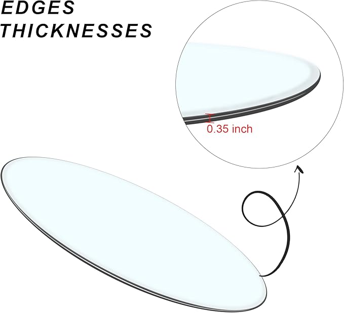 60“ Tempered Glass Table Top Round Transparent Table Surface 3/8'' Thick Pencil Polished Edge Multipurpose for Dining, Coffee, Restaurant and End Table (60 inch)