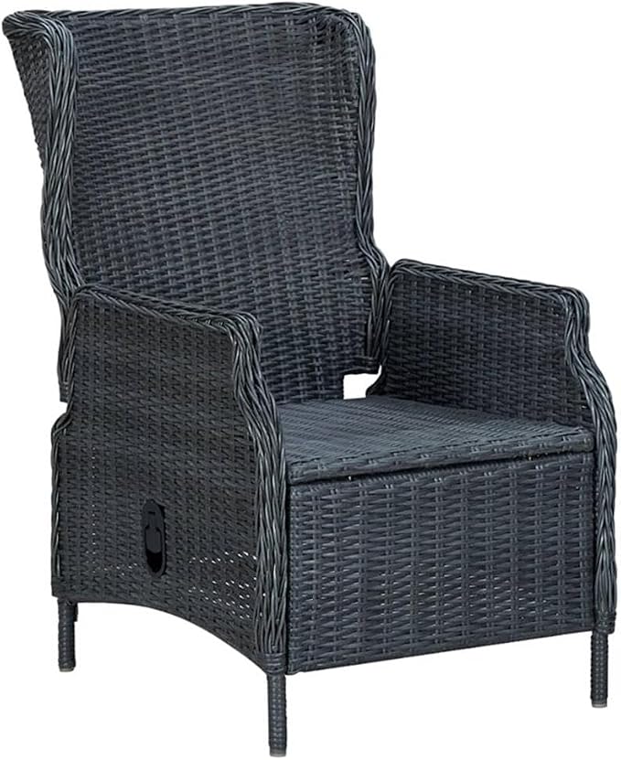 Afuera Living 9-Piece Outdoor Dining Set, Dark Gray PE Rattan, Weather-Resistant, Includes Rectangular Table and 8 Armchairs with Cushions, Contemporary Patio or Garden Furniture for Outdoor