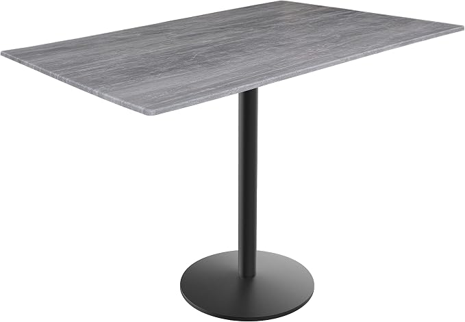 Holland Bar Stool Co. 42" Tall OD214 Indoor/Outdoor All-Season Black Wrinkle Table with 32" x 48" Greystone EuroSlim Top