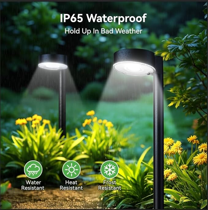 Ahaorigin 12 Pack Solar Pathway Lights Outdoor, 12 Brighter LED Solar Lights Outdoor Waterproof, Up to 12 Hrs Modern Path Light for Yard Garden Walkway Driveway Lawn, Cool White