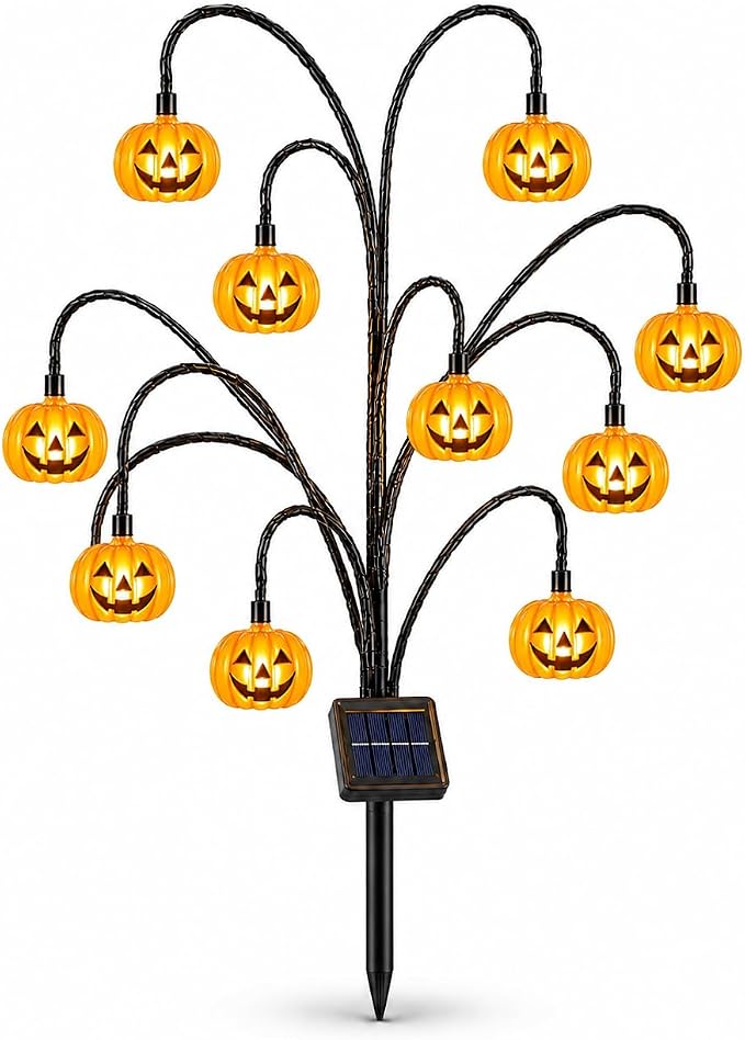 Halloween Solar Tree Stump Light, Glowing Ghost Garden Stake Lantern for Outdoor ，Style D