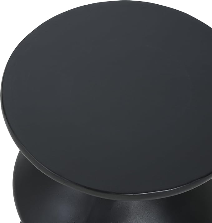 Christopher Knight Home Taric MGO Outdoor Side Table, Lightweight Concrete Round Accent Table for Indoor/Outdoor Usage, Patio Small End Table with Three-Layer Wave Structure, No Assembly, Black