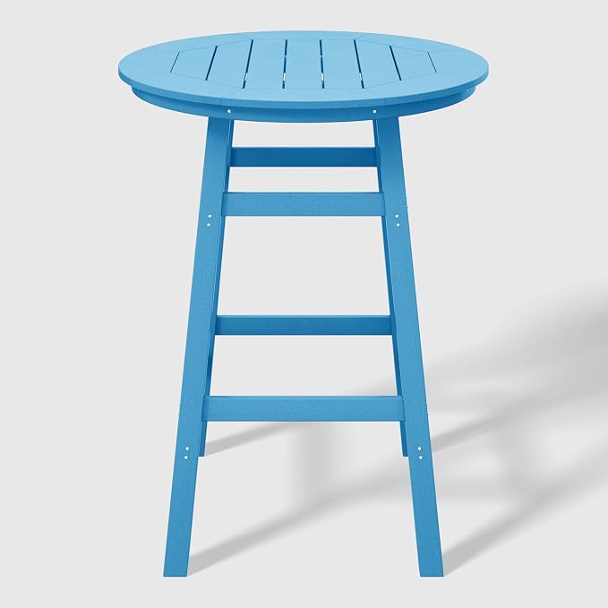 WestinTrends Malibu Outdoor 35" HDPE Round Patio Bar Height Table, Pacific Blue
