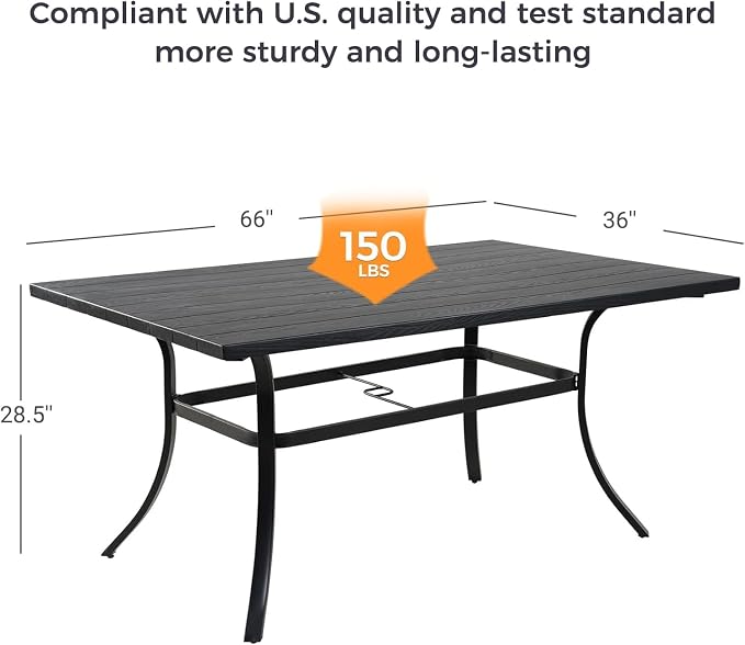 Grand patio Outdoor Dining Set, 7-Piece Patio Table and Chairs Set, Metal Woven Wicker Swivel Patio Chairs with Thickened Cushions & 1 Rectangular Woodgrain Dining Table with Umbrella Hole (Natural)