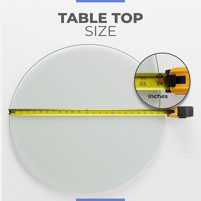 24" Inch Round Glass Table Top 1/2" Thick Tempered Beveled Edge by Fab Glass and Mirror