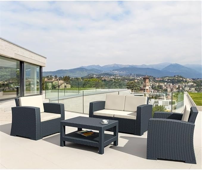 Compamia Monaco Outdoor Coffee Table in Dark Gray, Commercial Grade