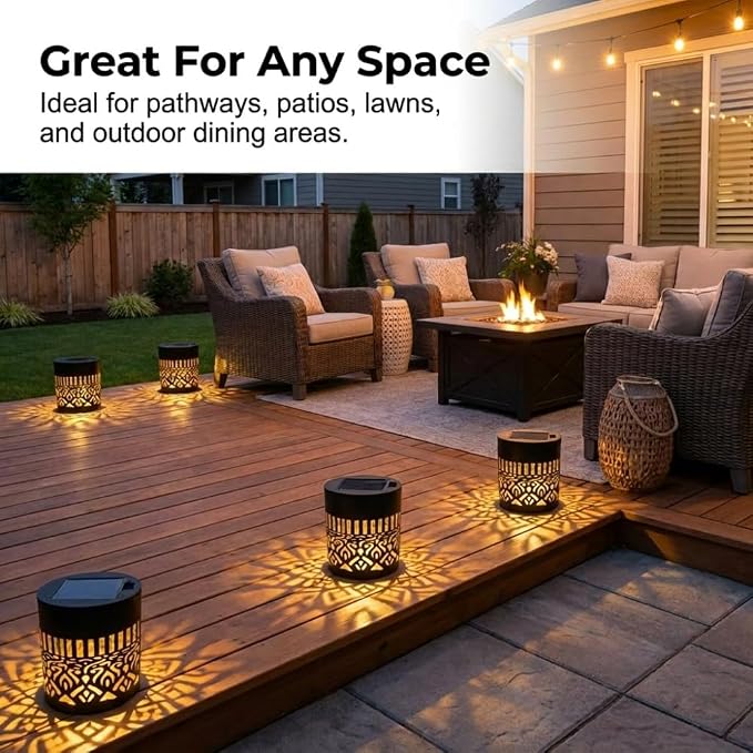 Decorative Solar Mandala Lights, Metal Solar Powered Outdoor Wall Lights Solar Powered Deck Step Stair Light, Waterproof Mandalas Fence Light for Garden Yard Backyard Post Patio Decor (4, Peony)