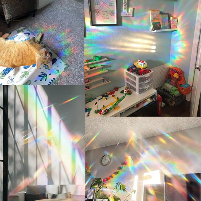 Acrylic Suncatcher Window Hanging, Tulip Flower Sun Catcher Rainbow Indoor Window Decoration for Living Room Bedroom Summer Home Balcony Ornaments, 7.87 inches