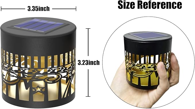 gardencave 4 Pack Solar Fence Lights Metal Solar Powered Outdoor Wall Deck Lights Sun Moon Theme Waterproof Fence Light for Garden Post Patio Backyard Yard Decor (Face, 4 Pack)