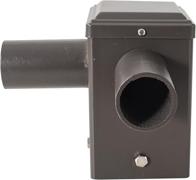 90 Degree Square Horizontal Tenon Adaptor with 2 Arms, Dark Bronze Heavy Duty Steel 4" Square Pole to Tenon, Top Tenon for 2 3/8" Slip Fitter Mount Led Shoebox Light 2 Fixture