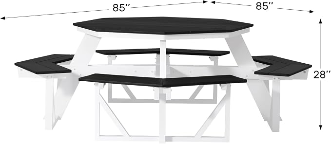 WestinTrends Outdoor 48" HDPE 8-Person Patio Octagon Picnic Table, White