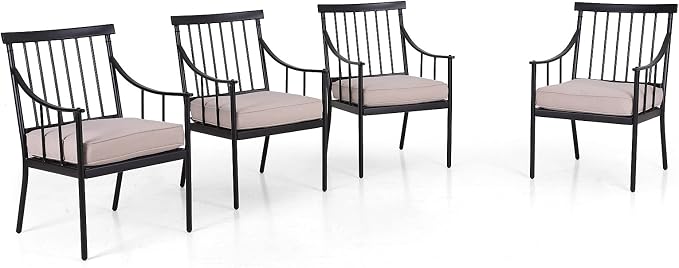 Sophia & William Patio Dining Set, Chairs, Black | Cushions, 300lbs Chair Capacity