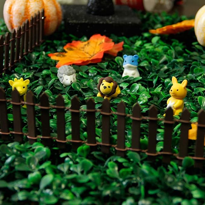 Miniature Fairy Garden Fence, DIY Wood Picket Fence Mini Ornament (Brown)