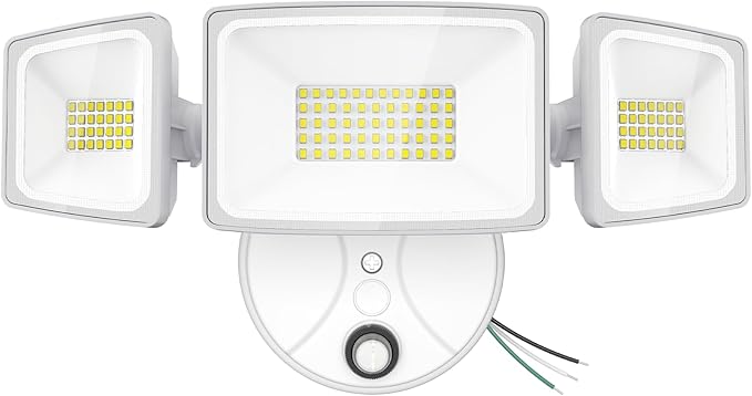 Onforu 80W LED Dusk to Dawn Flood Lights,8000LM White Exterior Security Outdoor Lighting,IP65 Waterproof Outdoor 3 Adjustable Heads Photocell Light Fixture,6500K Floodlight for Garage,Patio,Yard