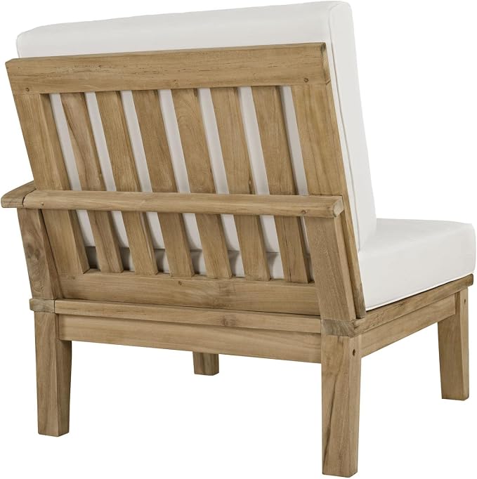 Modway Marina Premium Grade A Teak Wood 4-Piece Outdoor Patio Furniture Set in Natural White