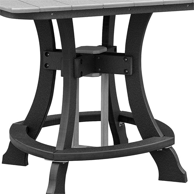 Pemberly Row Coastal Square Counter Height Dining Set, 5-Piece, Light Gray and Black Finish, High-Density Recycled Poly Material, Durable Adirondack Style, Outdoor Patio or Seaside Furniture