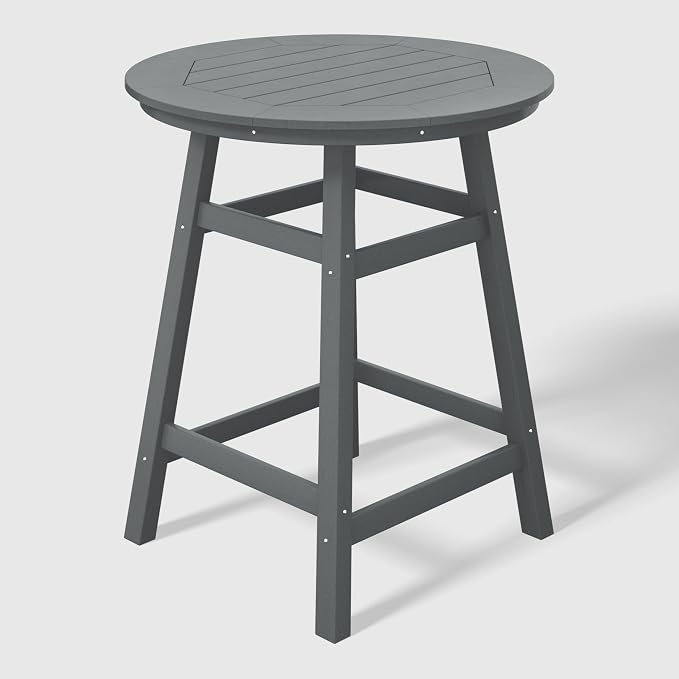 WestinTrends Outdoor 35" HDPE Round Patio Counter Height Bar Table, Gray