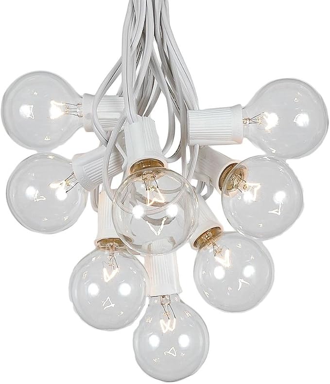 100 Foot G50 Outdoor Patio String Lights with 125 Clear Globe Bulbs
