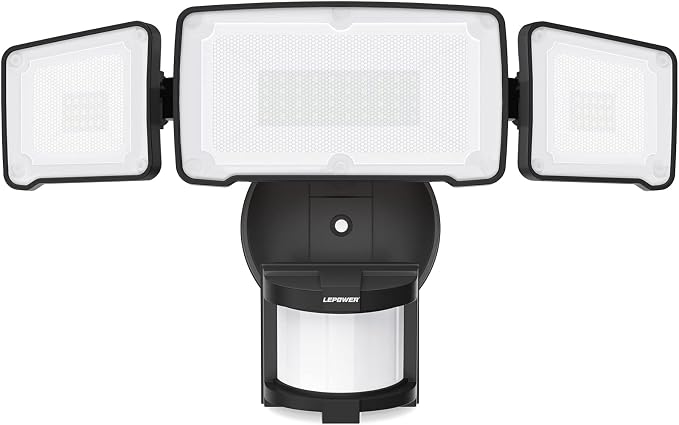 LEPOWER LED Security Light Motion Sensor Outdoor Lights, Bright 38W 4200LM | 72 FT Range, IP65, Easy to Install, 180° Motion Sensor, 5500K, 3 Head Detected Waterproof Flood Light for Garage, Yard, Porch