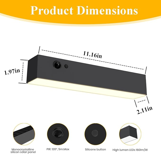 Solar Outdoor Lights, 4000K 1000LM Solar Light for House Numbers | 4 Modes, Solar Wall Light with Motion Sensor, Dusk to Dawn, Anti-glare Solar Sign Light for Address Sign, Front Door, Yard