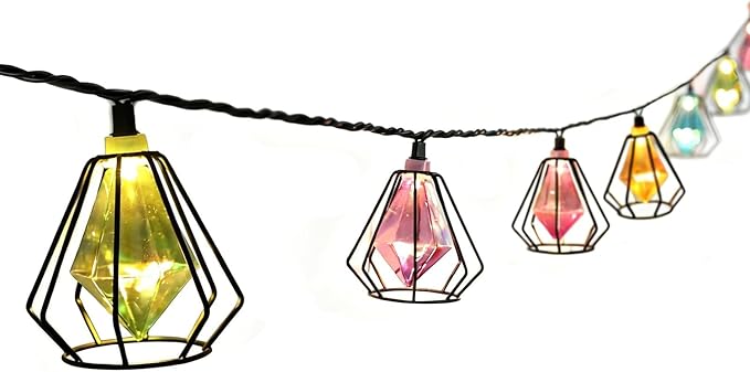Vigdur Outdoor String Lights, 10FT Multicolor Lantern String Lights Plug-in | Metal Shade, 10 Colored Bulbs, UL Listed, 10 Strands Connectable, Outdoor Hanging Lights for Porch Garden Wedding Party