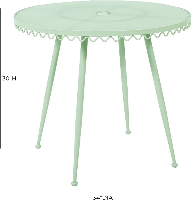 First of a Kind Wrought Outdoor Dining Table in Mint Green Iron