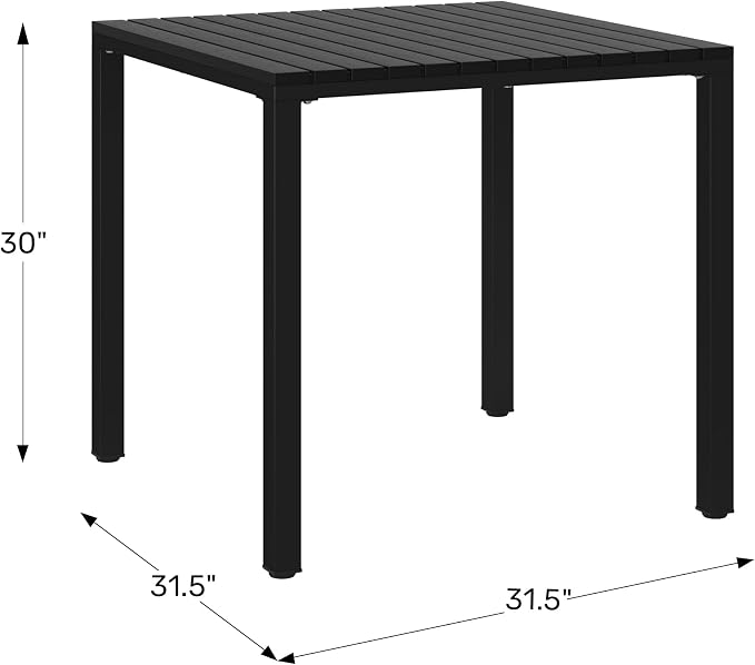 WestinTrends Playa 31.5" Iron Metal Frame Outdoor Square Patio Dining Table, Turquoise