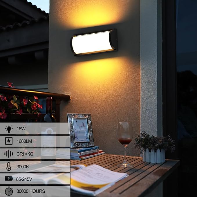 Modern Exterior Wall Lights, 2Packs 3000k Outdoor Light Fixtures,LED Wall Mounted Lamps,Matte Black Porch&Patio Light for House,IP65 Waterproof for Garage Hallway Stairs Gardens(2packs)