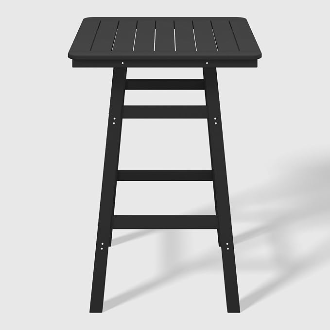 WestinTrends Malibu Square Outdoor Patio Bistro Bar Table with Umbrella Hole 42" Tall, Black