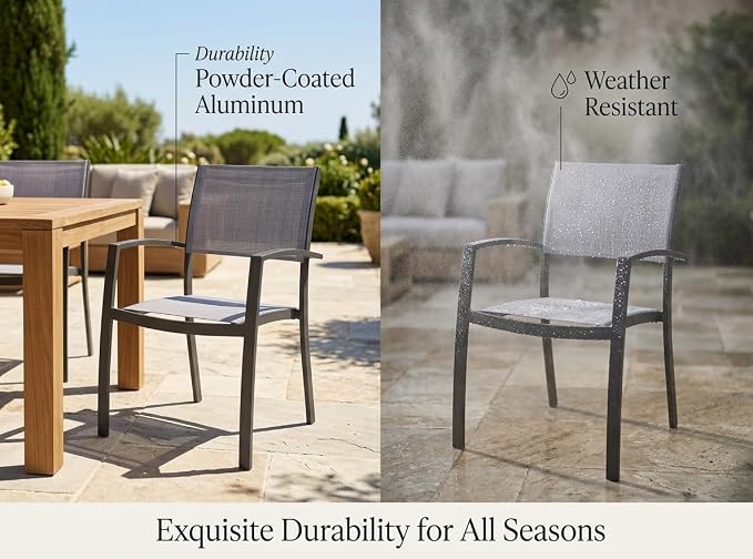 Amazonia Franklin 11-Piece Teak Finish Wood and Aluminum Rectangular Extendable Patio Dining Set | Ideal for Outdoors and Indoors