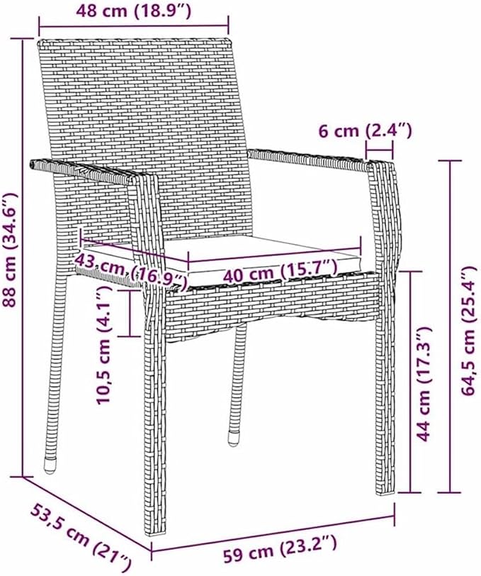 Afuera Living 5 Piece Poly Rattan Garden Dining Set, Gray Cushions, Tempered Glass Tabletop, Powder-Coated Steel Frame, Modern Outdoor Furniture for Patio or Garden, Seating Capacity 4,