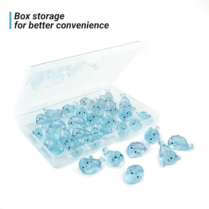 32Pcs Glow in Dark Mini Resin Seal Figurines - 4 Styles Luminous Sea Animals for Terrarium Decor, Fairy Garden, Aquarium, Small Resin Animals with Storage Box