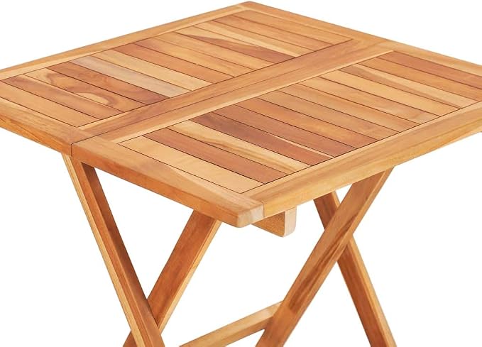 vidaXL Bistro Table, Folding Patio Table, Outdoor Dining Table, Garden Furniture for Front Porch Deck Lawn Backyard Balcony, Farmhouse, Solid Teak Wood