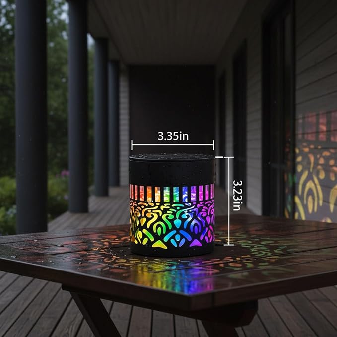 Lscsdf Seven-Color Changing Solar Mandala Projection Wall Light Decorative Solar Mandala Lights Outdoor Waterproof Metal Fence Lights for Yard Garden Post Patio Backyard Decor (1pc)
