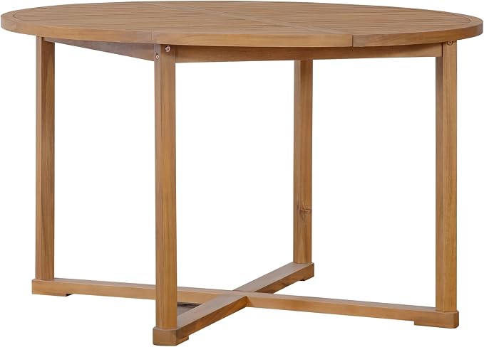 Merax 5-Piece Outdoor Dining Set for 4 People, Weather-Resistant Sturdy Acacia Wood Furniture Sets, 4 Chairs + 47.2" Round Dining Table, for Patios Garden Poolside Lawn, Natural