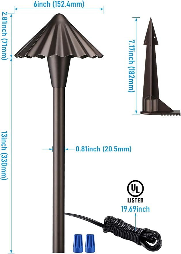 LEONLITE 6-Pack 3CCT Low Voltage LED Pathway Lights, Ruffles Head | 12-24V AC/DC, IP65, LED Landscape Path Lights, for Walkway Yard Garden, 3000K/4000K/5000K, Oil Rubbed Bronze, Aluminum