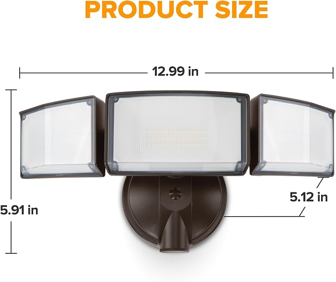 LUTEC 75W 8000 Lumen Floods Light Outdoor, Switch Controlled LED Security Lights with 3 Adjustable Heads, 5000K Daylight, IP65 Waterproof Exterior Flood Light for Outside Garage, Yard, Patio-Brown