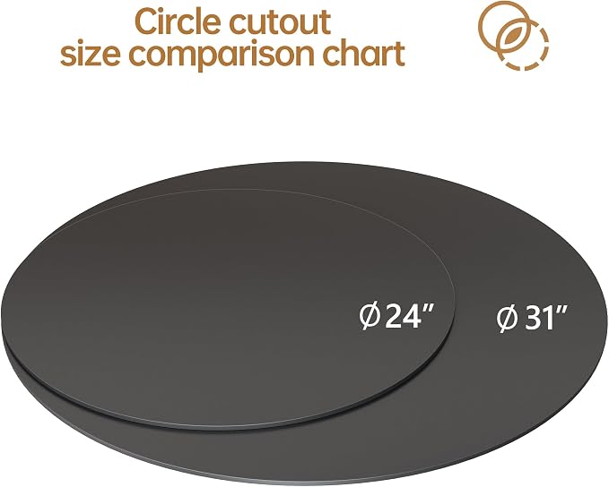 Round Table Top, 23.6” Black Sintered Stone Tabletop, DIY Replacement & Cover Marble Desktop, Scratch & Wear Resistant, Easy to Clean, Suitable for Indoor & Outdoor