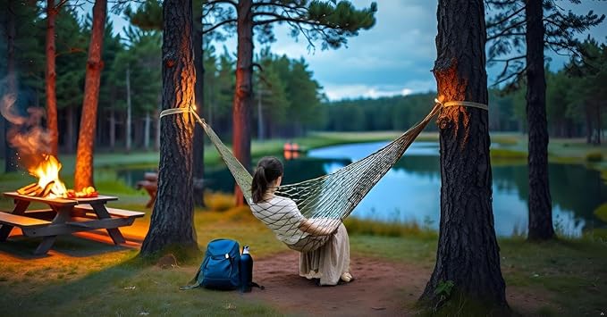 Hammock Hanging Mesh Strong Thick Nylon Rope Hammock Swinging Hammock Seat Travel Hanging Swing Chair