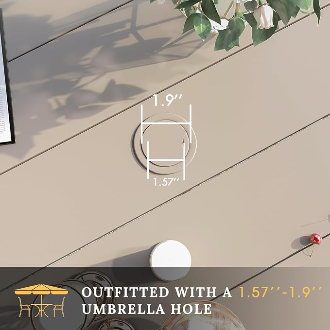 VICLLAX 7 Pieces Patio Dining Set, Outdoor Dining Set for 6-53" Round Outdoor Table and Swivel Patio Chair Set for Deck, Lawn and Garden, Sanshell Color